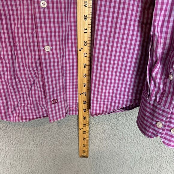 David Donahue Shirt Mens L Pink Plaid Long Sleeve Button Down Cotton Causal - Picture 5 of 7